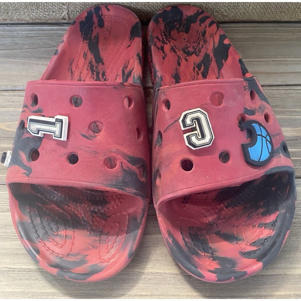 Red & Black Tye Dye Sandal Crocs Boys Size 4 Comfort City